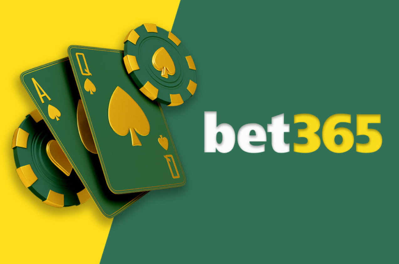 Bet365 logo with playing cards and casino chips